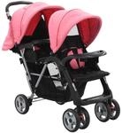 vidaXL Geschwisterwagen Kinderwagen Babywagen Buggy Zwillingswagen Zwillingsbuggy