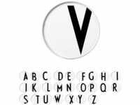 Design Letters Teller Weiß, Buchstabe V Schwarz