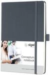 SIGEL CO658 Premium Notizbuch A5 kariert grau, Hardcover, 194 nummerierte Seiten,