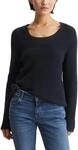 Marc O'Polo Damen Strickpullover aus Bio-Baumwolle mit V-Ausschnitt, Blau (Night