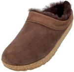 HAFLINGER Lammfellclog Snowbird Filzpantoffel Hausschuh Dunkelbraun (Kaffee...