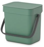 Brabantia Sort & Go Abfalleimer mit Deckel 3 L (dunkelgr&uuml;n), platzsparender Biom&uuml;ll