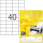TopStick 8698 Universal Etiketten, 100 Blatt, 52,5 x 29,7 mm, 40 pro A4 Bogen, 4000