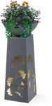 Hoberg LED Pflanzs&auml;ule Ginkgobl&auml;tter-Design in Beton-Optik | Abnehmbare