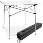 Wiltec Rolltisch Camping 70x69cm Campingtisch faltbar mit rollbarer Tischplatte und