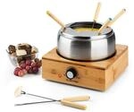 Klarstein Bambus Fondue, 800 Watt, Edelstahl-Topf, Ger&auml;tebasis aus Bambus,