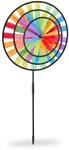 Relaxdays Windrad, Gartenstecker im Regenbogen Design, Kinder, f&uuml;r Balkon oder