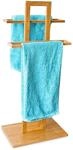 Relaxdays Handtuchst&auml;nder Bambus mit 2 Handtuchstangen HBT 85 x 37 x 25 cm frei