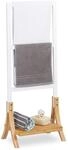 Relaxdays Handtuchhalter stehend mit 3 Handtuchstangen, Ablage, Badezimmer