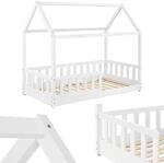 Juskys&reg; Kinderbett Marli 80 x 160 cm mit Rausfallschutz, Lattenrost und Dach -