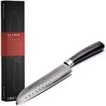 KLAMER Santoku Damastmesser 18 cm &ndash; ultrascharf mit 13 Grad Schnittwinkel |...