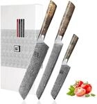 zayiko Professional Series 3er Damastmesser Set aus 67 Lagen Damaststahl