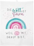 GRUSS & CO Geschirrtuch mit Motiv Die Welt ist sch&ouml;n | K&uuml;chentuch aus Baumwolle, 60