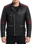 German Wear Leder Motorradjacke Oldschool Retro, Schwarz/Wei&szlig;