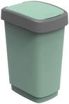 Rotho Twist M&uuml;lleimer 25l mit Deckel, Kunststoff (PP recycelt) BPA-frei, gr&uuml;n, 25l