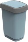 Rotho Twist M&uuml;lleimer 25l mit Deckel, Kunststoff (PP recycelt) BPA-frei, blau, 25l