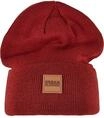 Urban Classics Unisex Synthetic Leatherpatch Long Beanie-M&uuml;tze, Burgundy, one Size
