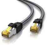 CSL - 1m Cat 7 Netzwerkkabel Gigabit Ethernet LAN Kabel - Baumwollmantel - 10000 Mbit