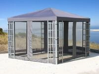 QUICK STAR Rank Pavillon Set 3x3m Metall Garten Partyzelt Anthrazit mit 4