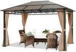 TOOLPORT Gartenpavillon 3x4 m wasserdicht ALU Deluxe Pavillon mit 4 Seitenteilen