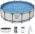 Bestway Steel Pro MAX Frame Pool Komplett-Set mit Filterpumpe &Oslash; 427 x 122 cm,
