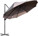Outsunny Sonnenschirm Doppelsonnenschirm Oval 445x260cm Ampelschirm mit Kurbel