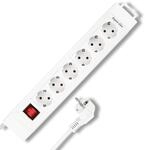 REV SupraLine Steckdosenleiste 6-Fach - Mehrfachsteckdose mit Schalter, 2,4m Kabel,