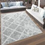 Paco Home In- & Outdoor Terrassen Teppich Marmor Optik Rauten Muster In Grau,