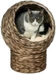 PawHut Rattan Katzenkorb Katzenh&ouml;hle mit Kissen 40 x 37 x 51 cm Kaffee 