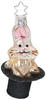 Christbaumschmuck Glas Kaninchen 7,5cm Weihnachtskugeln Hase im Zauberhut