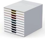 Durable Schubladenbox A4 (Varicolor Mix), Schreibtisch-Schubladenset mit 10 farbigen
