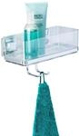 WENKO Vacuum-Loc Badezimmer Wandregal Quadro mit Haken, 2 Etagen, Mit herausnehmbarer