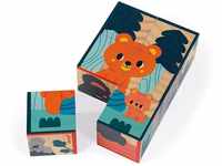 Janod - Kinderpuzzle Holzwürfel Tiere - Baby- und Kleinkindspielzeug - Lernspiel -