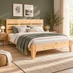 Homestyle4u Holzbett 140x200 cm Massivholz Kiefer Natur mit Lattenrost |...