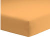 schlafgut Mako-Jersey Basic Spannbetttuch, Baumwolle, Curry, 200 x 150 cm