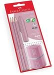 Faber-Castell - Schreibset Grip 2001 Rose Shadows, 5-teilig | Mit 3 Bleistiften B,