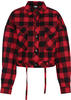 Urban Classics Damen TB3753-Ladies Short Oversized Check Shirt Hemd, Black/red, L
