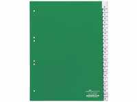 Durable Kunststoffregister A - Z, A4 hoch, volldeckend, 25er-Teilung, grün, 620105