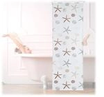 Relaxdays Duschrollo Ocean, wasserabweisend, Muschel Badrollo Wanne u. Dusche,