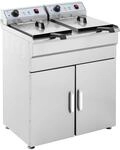 Royal Catering Kommerzielle Fritteuse mit Unterschrank Kapazit&auml;t 2 x 16 l 12...