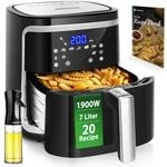 Aigostar Cube - Hei&szlig;luftfritteuse 7L XXL, Airfryer 1900W, 7 Programmen, Warmhalten,