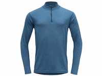 Devold Herren Breeze Merino 150 Zip Neck Tshirt, Blau-Melange, M
