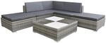 vidaXL Gartensofa 6-TLG. Poly Rattan Grau Sitzgruppe Lounge Gartenm&ouml;bel Set