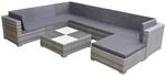 vidaXL 8-TLG. Garten-Lounge-Set mit Auflagen Poly Rattan Grau