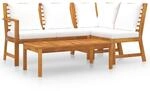 vidaXL 4-TLG. Garten-Lounge-Set mit Auflagen Creme Massivholz Akazie