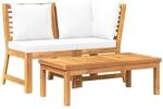 vidaXL Akazienholz Massiv Gartenm&ouml;bel 3-TLG. mit Creme Kissen Sofa Lounge...