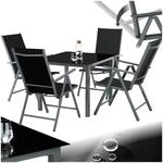 tectake&reg; Gartenm&ouml;bel Set mit Tisch und 4 klappbaren St&uuml;hlen mit Verstellbarer