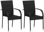 vidaXL 2X Gartenstuhl Poly Rattan Balkonstuhl Essstuhl Stapelstuhl Gartenm&ouml;bel