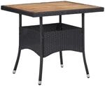 vidaXL Garten-Esstisch Schwarz Poly Rattan und Massivholz Akazie