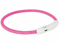 TRIXIE Leuchtring für Hunde L-XL pink – Leuchtendes Hundehalsband, ideal für